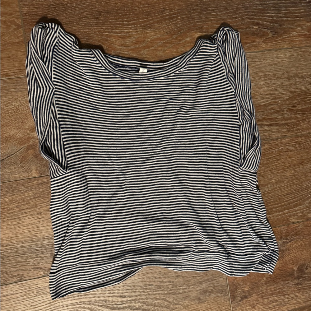 Blue and White Striped Women's knit Tee